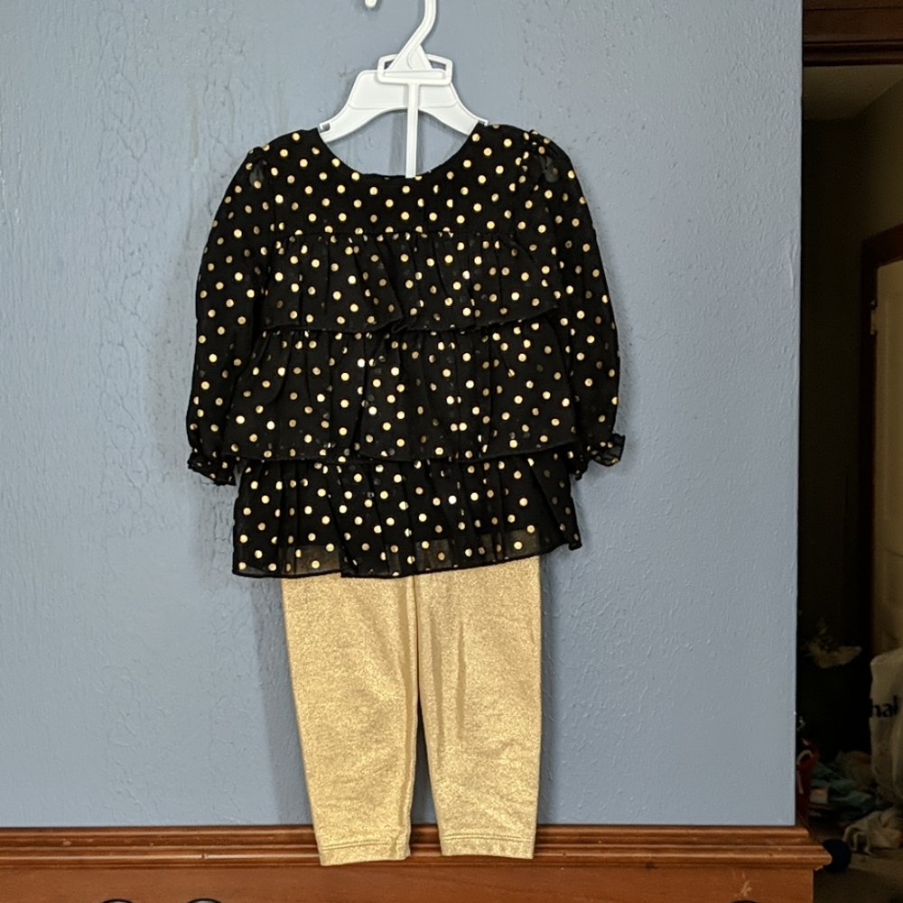 *Sassy* Black & Gold baby/tod top and bottom set